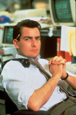 Charlie Sheen as Bud Fox in the movie Wall Street.